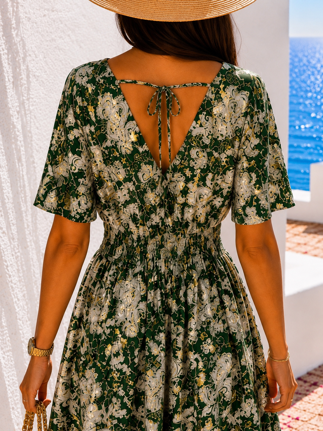 Robe courte verte olive