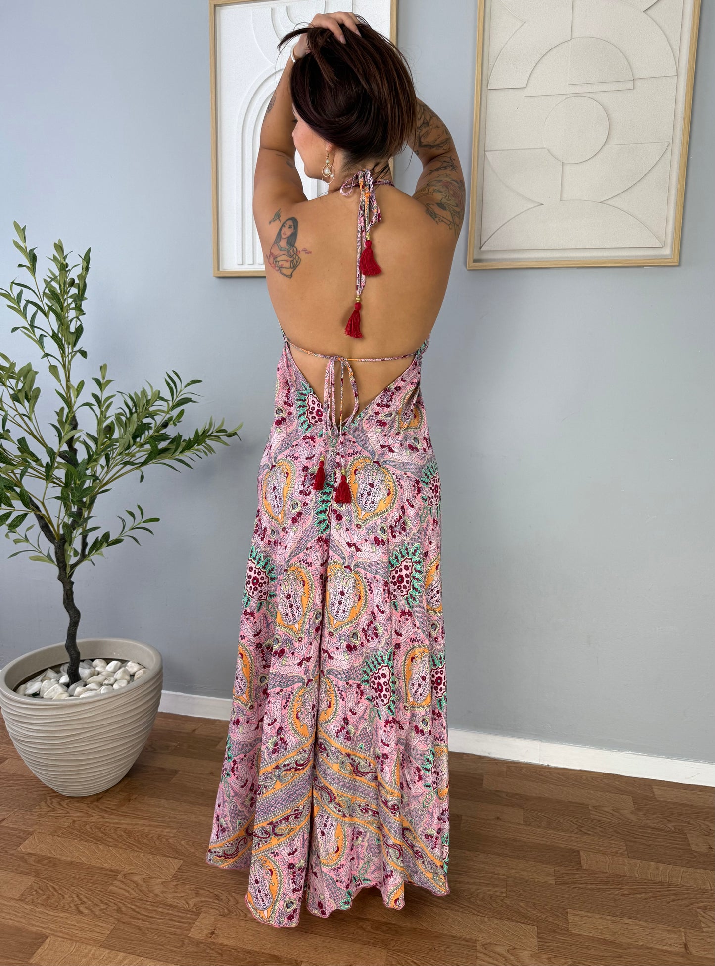 Robe Bohème Rose Imprimés Colorés NINA