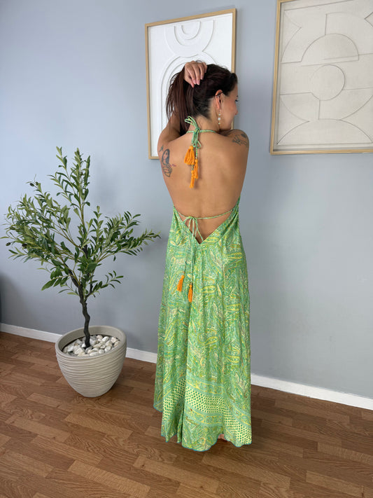 Robe Bohème Verte Motifs VAIANA