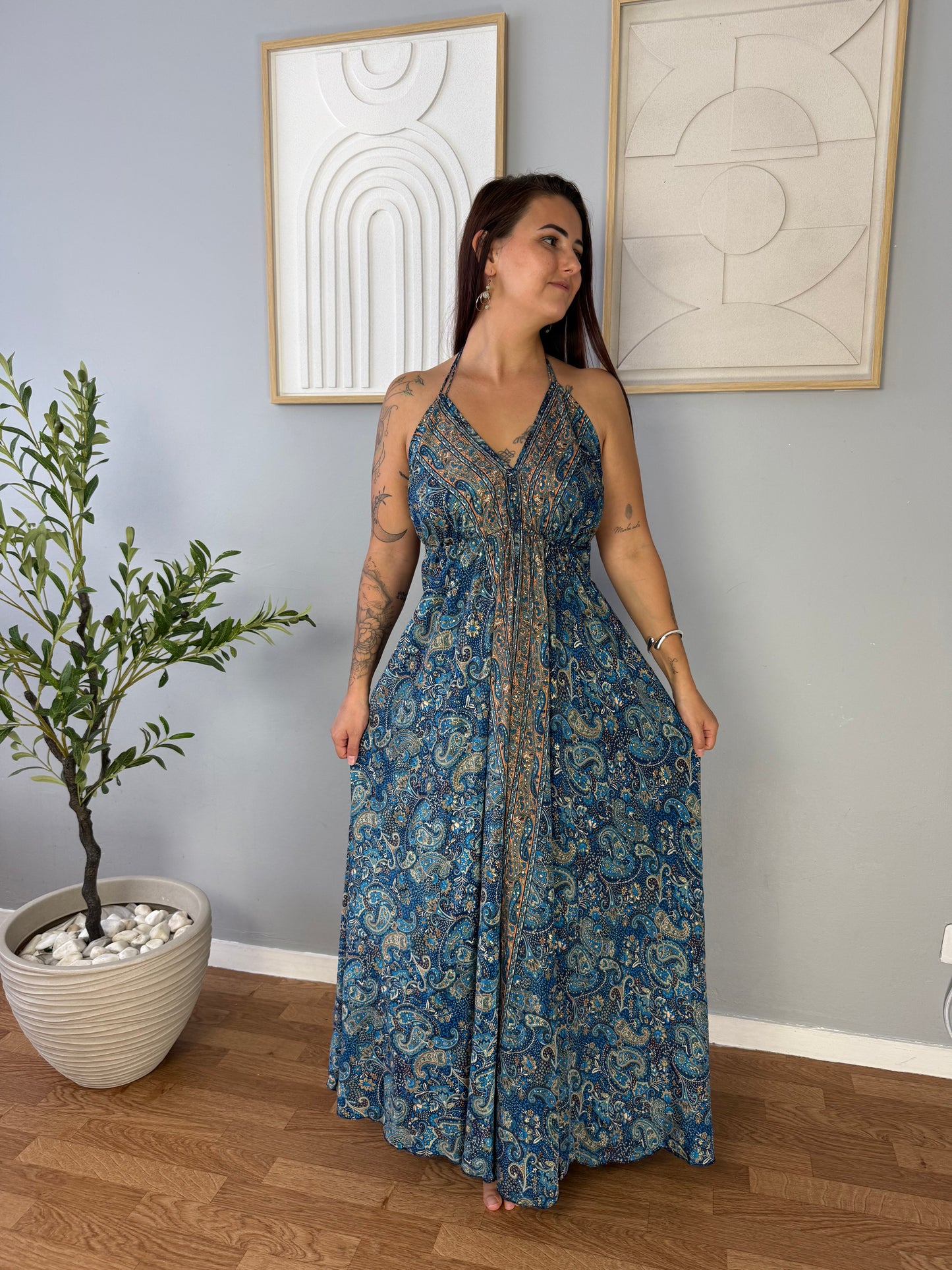 Robe Bohème Bleue Motifs LYA