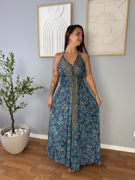 Robe Bohème Bleue Motifs LYA