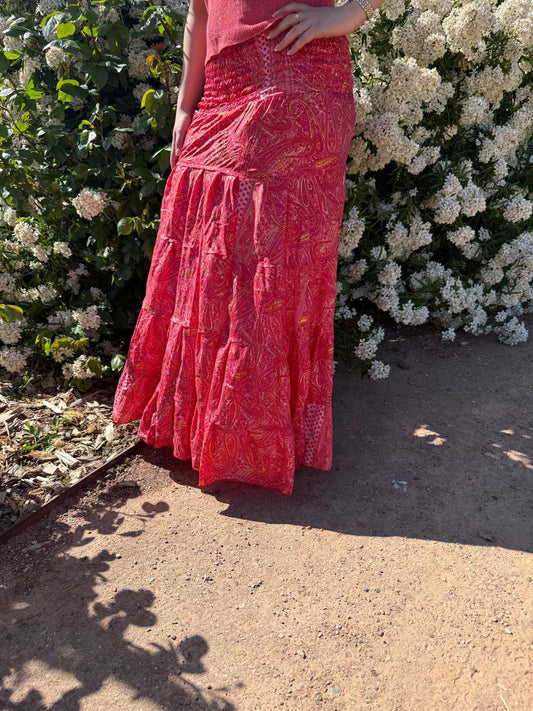 Jupe bohème corail