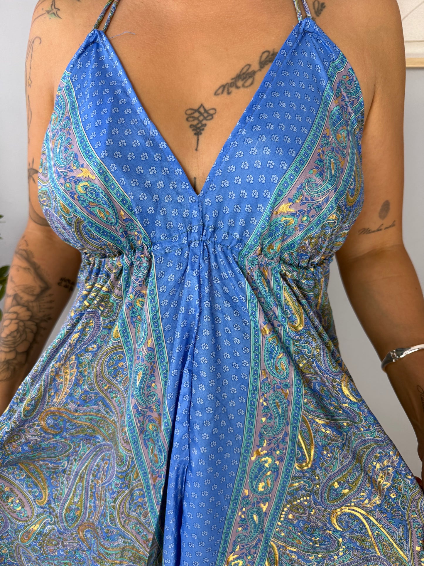 Robe Bohème Bleu Classique Fleurie JASMIN