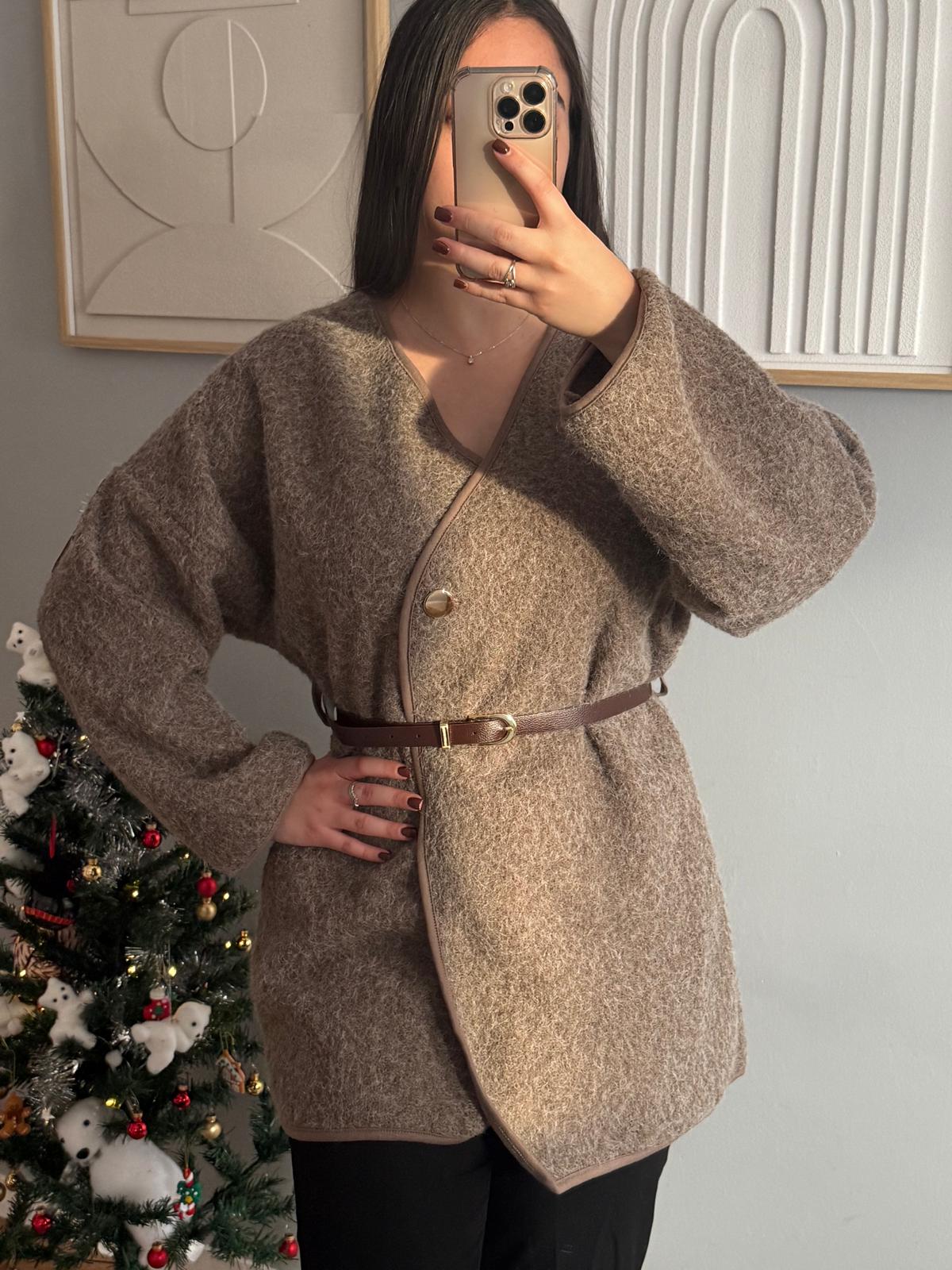Gilet long taupe