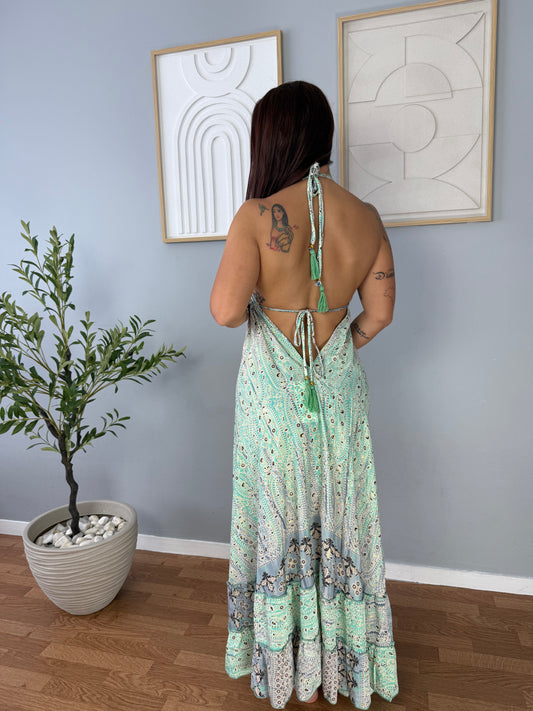Robe bohème vert d'eau JASMIN
