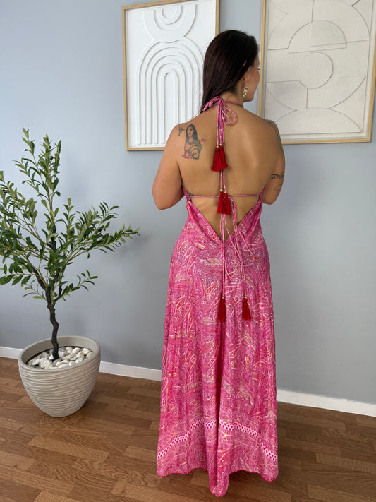 Robe bohème rose fleurie JASMIN