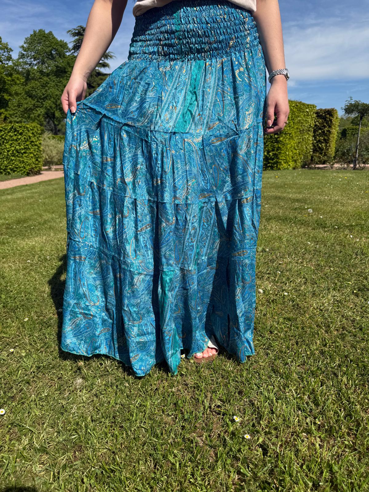 Jupe bohème bleu turquoise