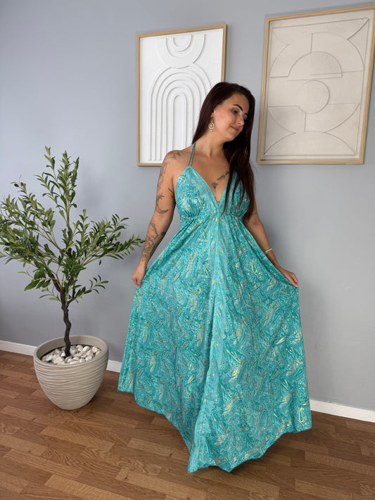 Robe Bohème Turquoise Motifs VAIANA