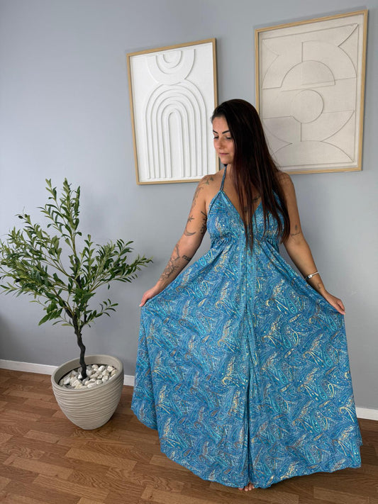 Robe Bohème Bleue Motifs VAIANA