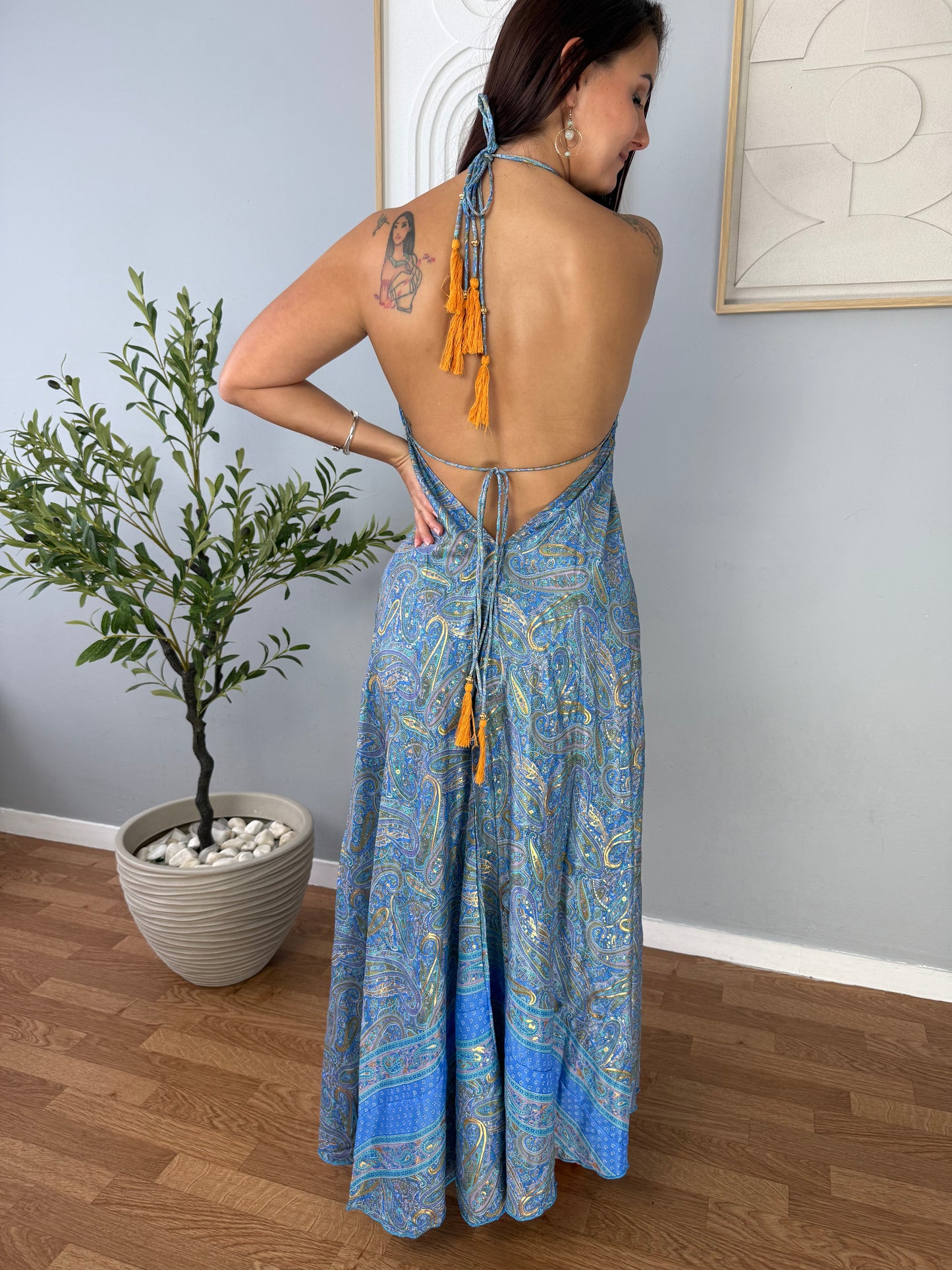 Robe Bohème Bleu Classique Fleurie JASMIN