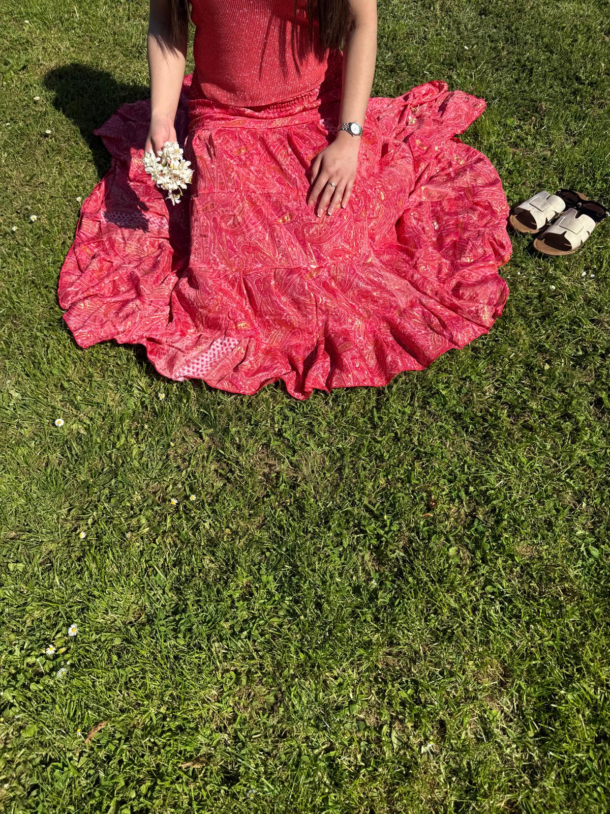 Jupe bohème corail