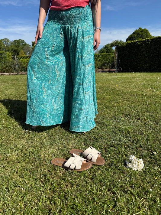 Pantalon bohème bleu turquoise
