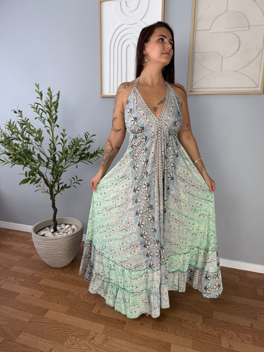 Robe Bohème Vert d'Eau JASMIN