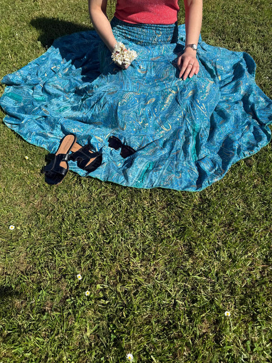 Jupe bohème bleu turquoise