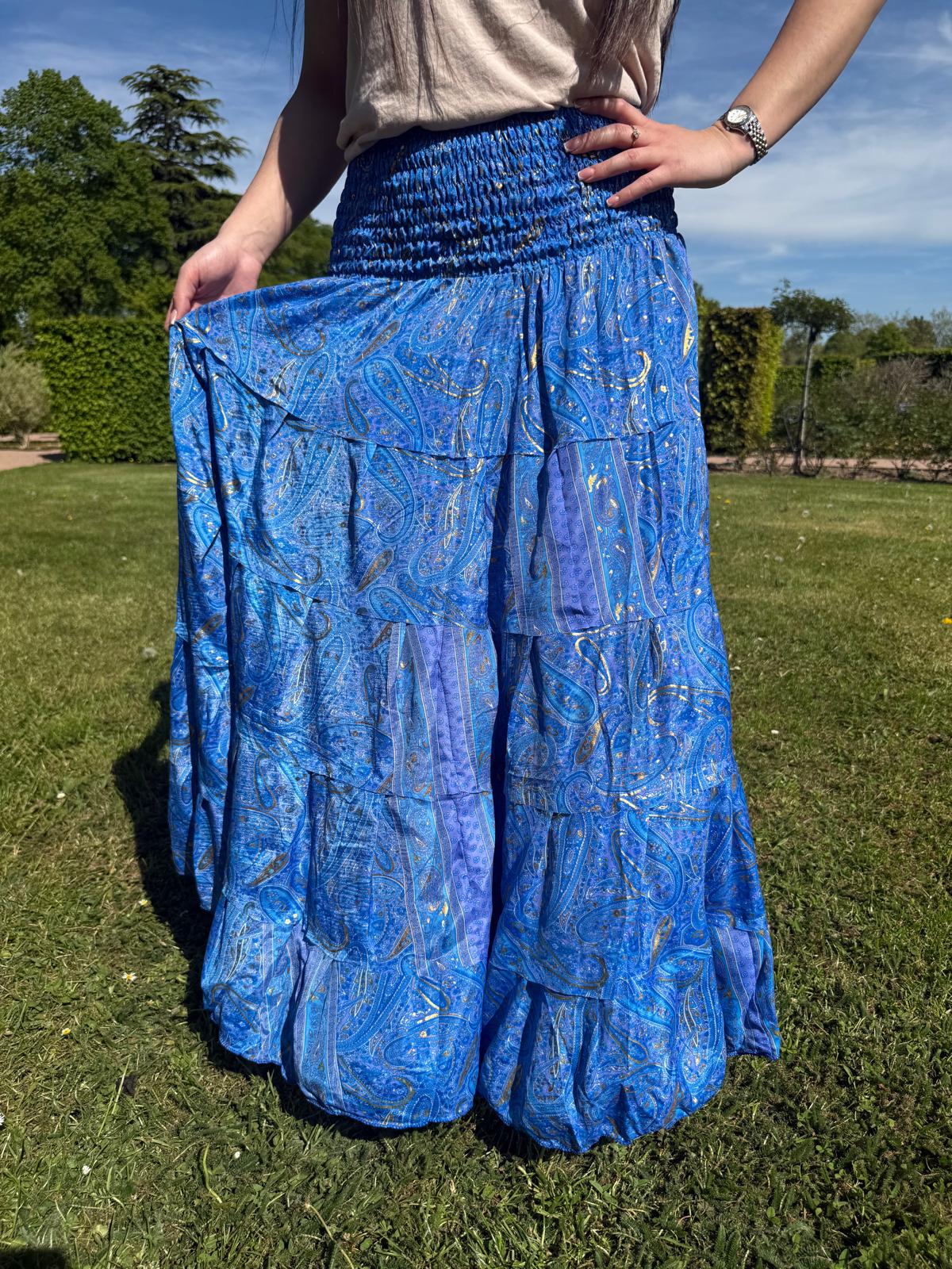 Jupe bohème bleue