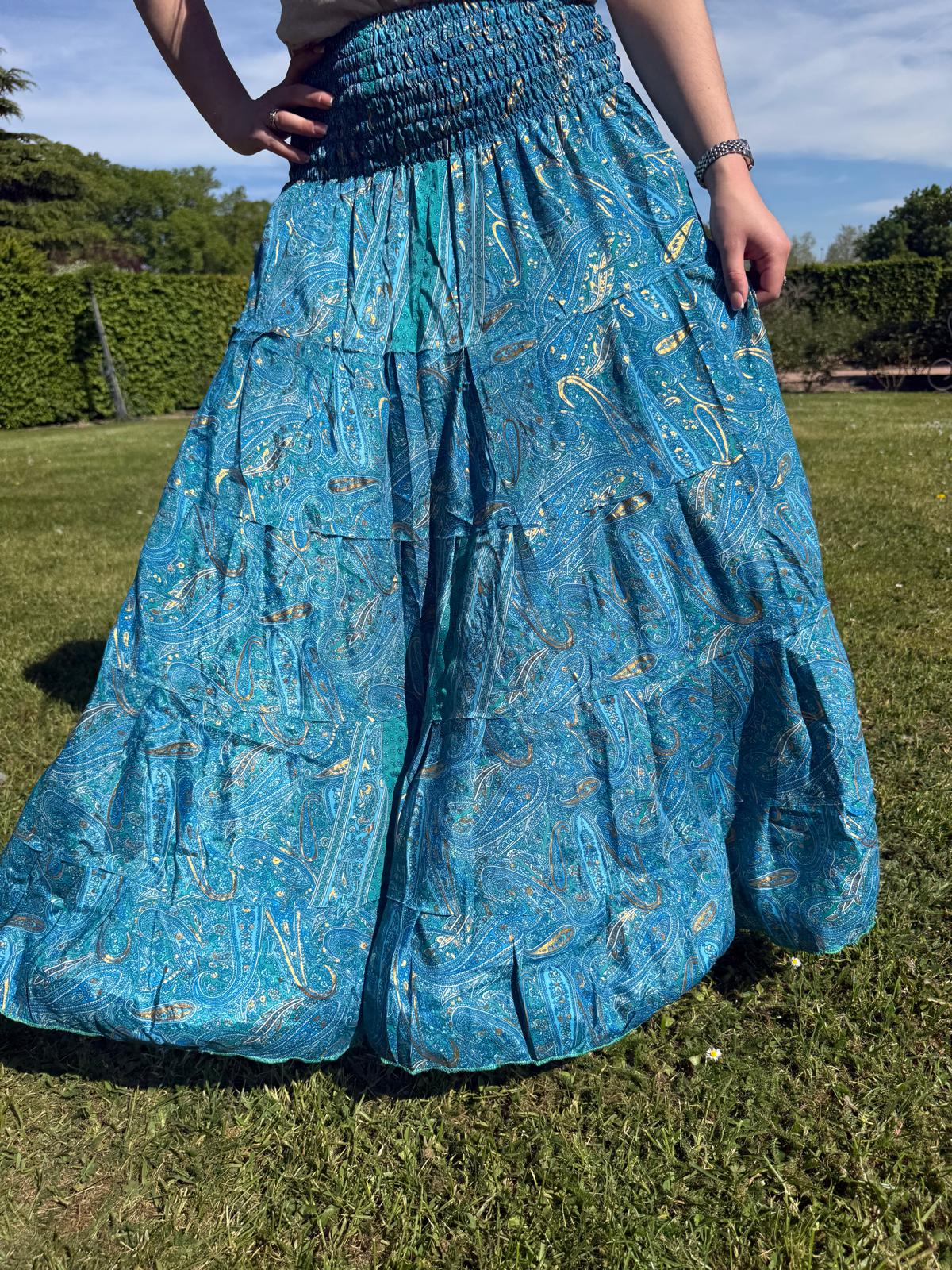 Jupe bohème bleu turquoise