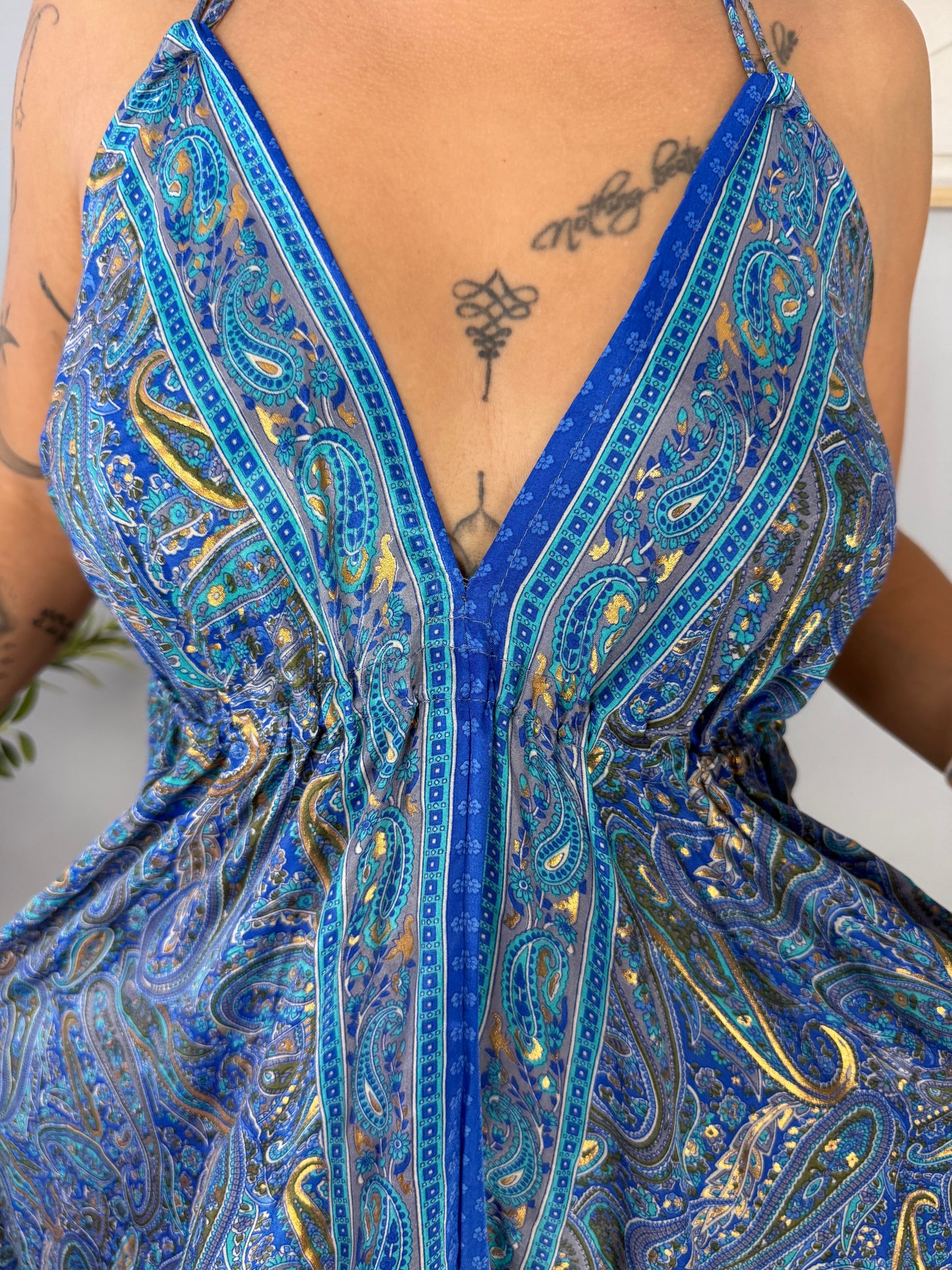 Robe Bohème Bleu Foncé Fleurie JASMIN