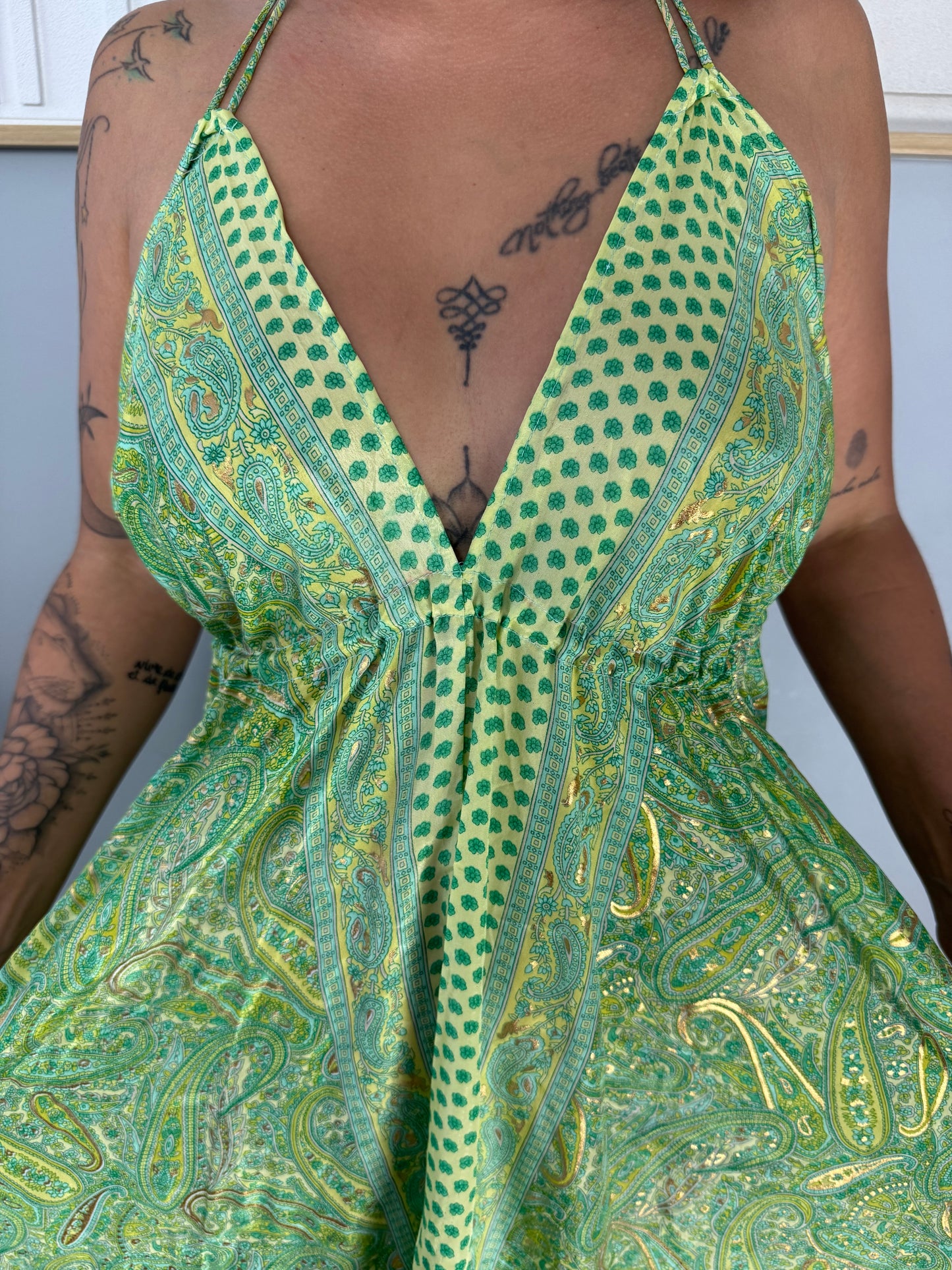 Robe Bohème Verte Fleurie JASMIN