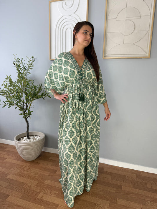 Robe Verte Manches Courtes LILA