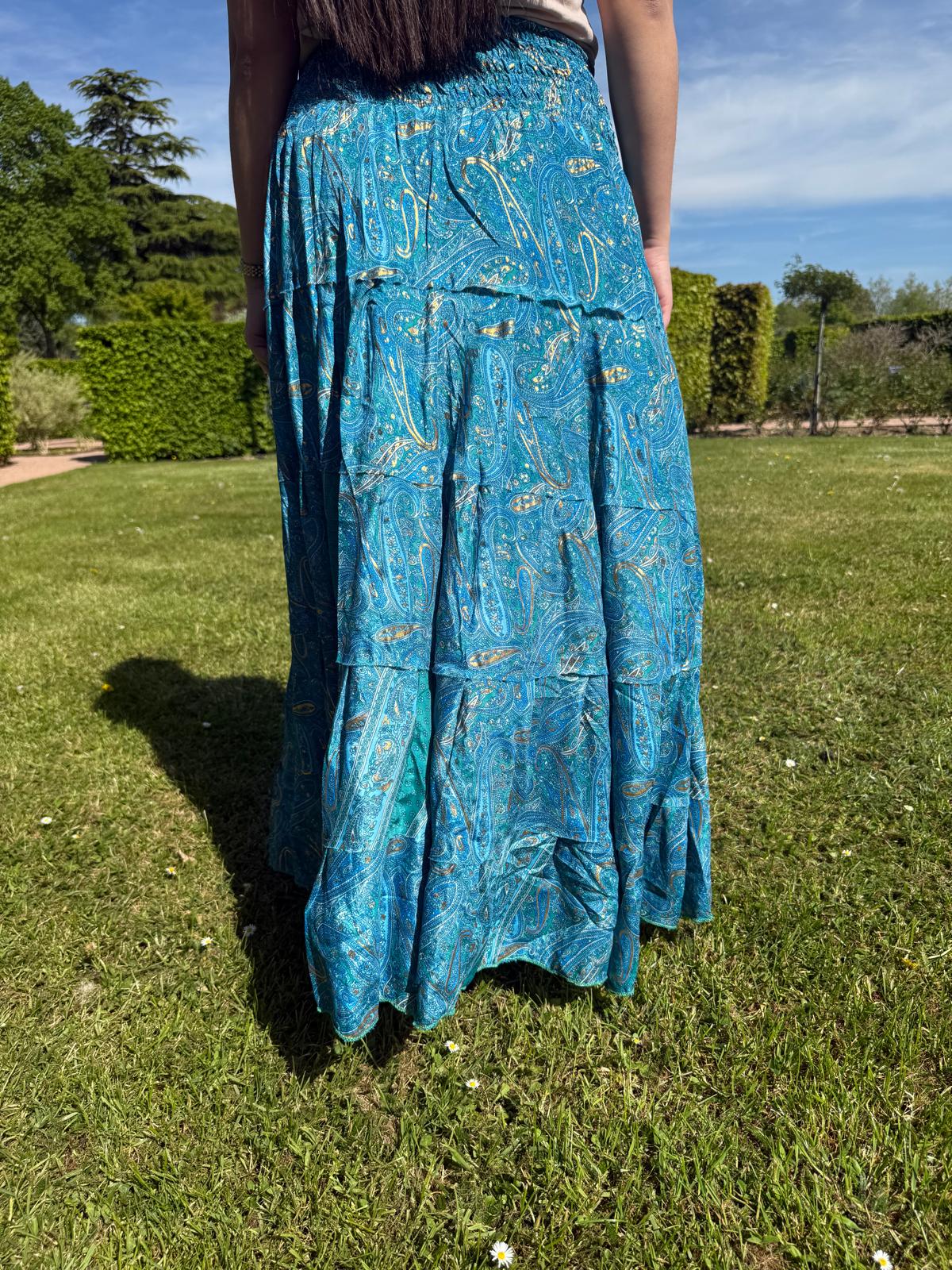 Jupe bohème bleu turquoise