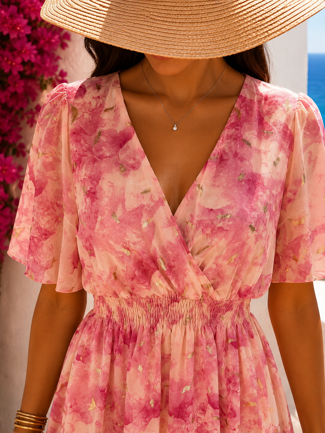 Robe courte rose
