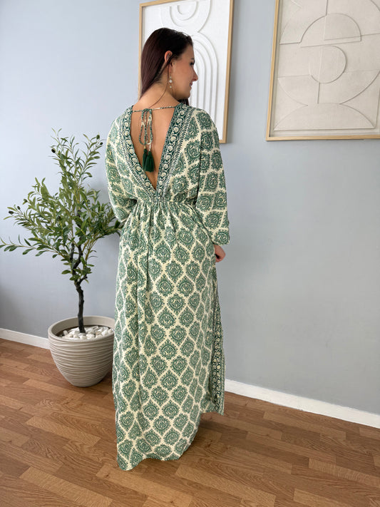 Robe Verte Manches Courtes LILA