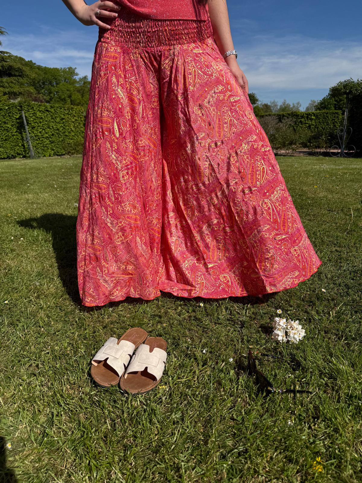Pantalon bohème corail