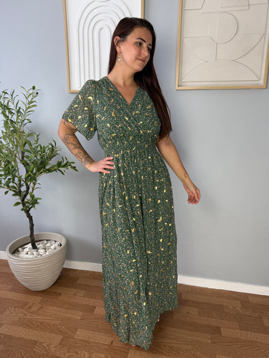 Robe Verte Longue Fleurie LYS