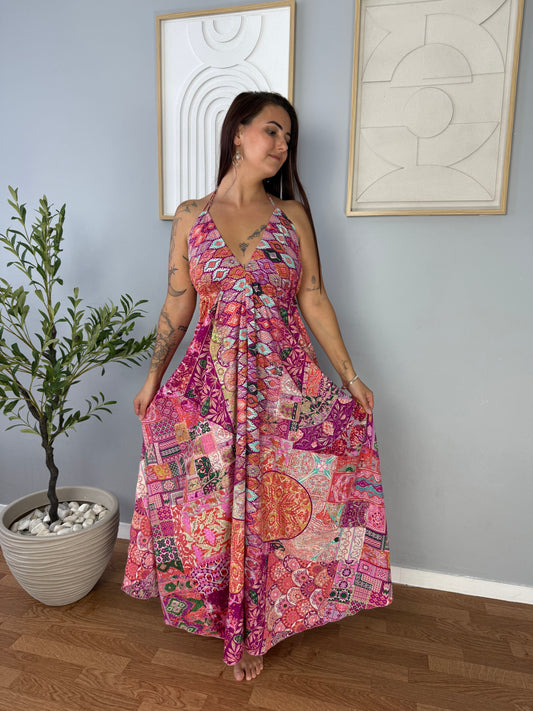 Robe Rose à Imprimé MAYA