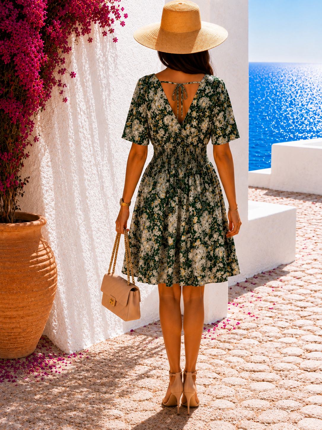 Robe courte verte olive