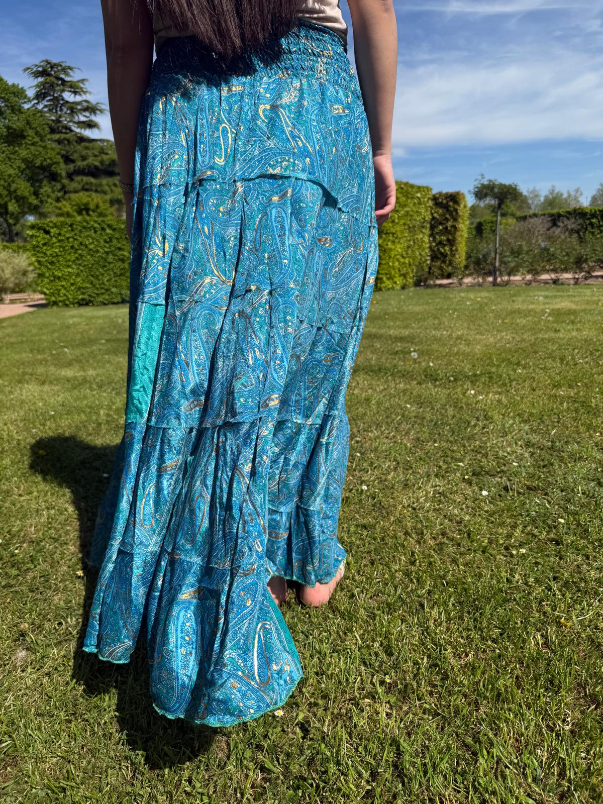 Jupe bohème bleu turquoise