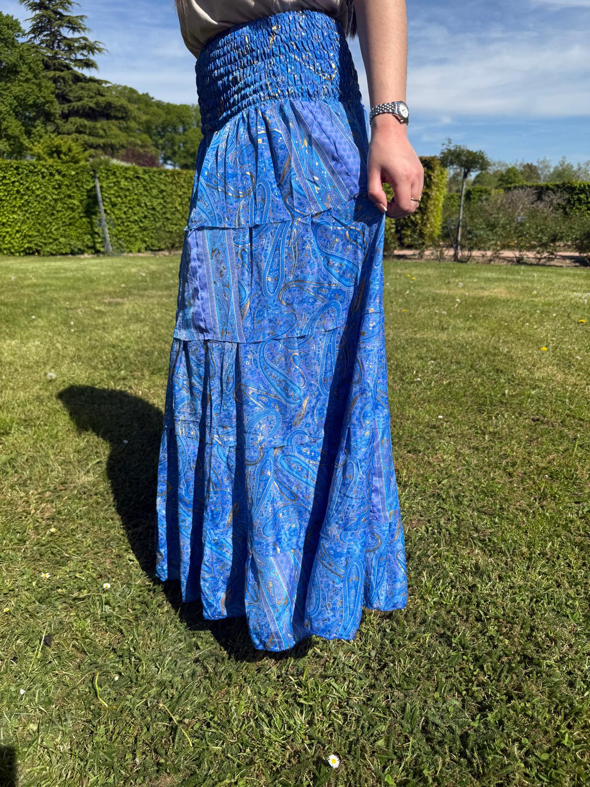 Jupe bohème bleue