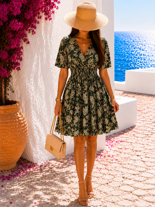 Robe courte verte olive