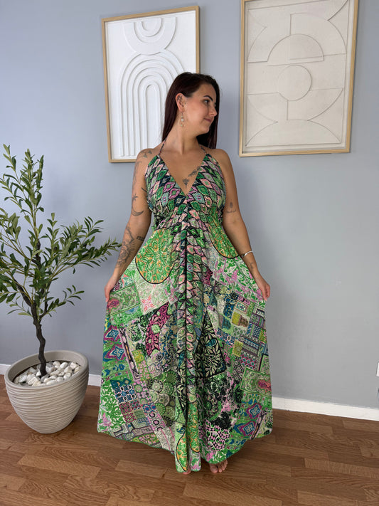 Robe Verte à Imprimé MAYA