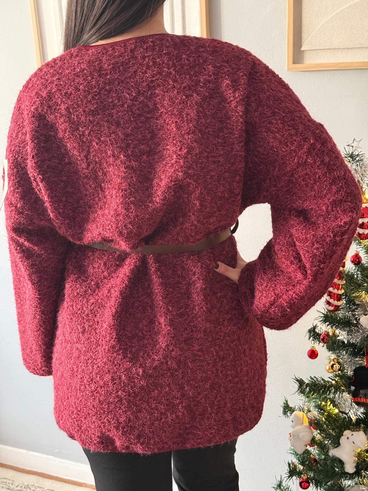 Gilet long bordeaux