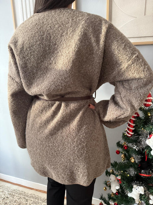 Gilet long taupe
